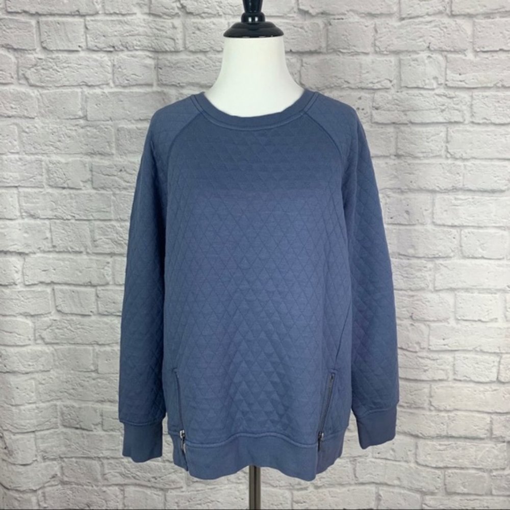 Max Jeans Quilted Zipper Pullover Sweater Medium